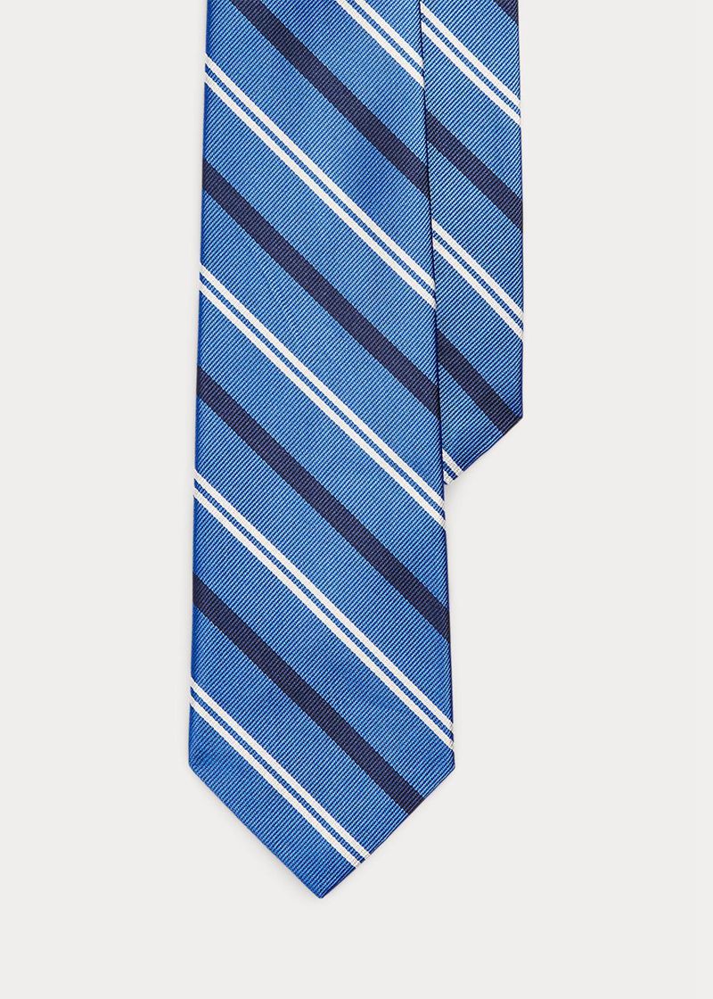 Corbata Polo Ralph Lauren Hombre Striped Silk Repp Chile Azules SIDKT-3854